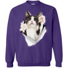 Black & White Reaching Cat Crewneck Pullover Sweatshirt