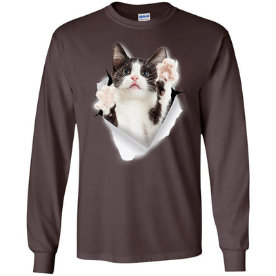 Black & White Reaching Cat Long Sleeve Ultra Cotton T-Shirt