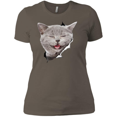 Grey Cat Laughing Ladies' T-Shirt