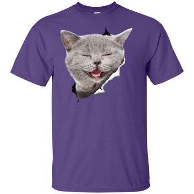 Grey Cat Laughing Youth Cotton T-Shirt