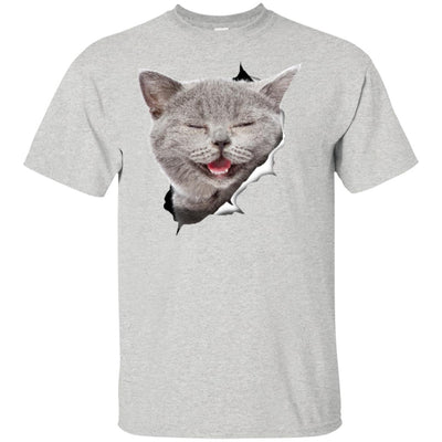 Grey Cat Laughing Youth Cotton T-Shirt
