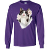 Black & White Reaching Cat Long Sleeve Ultra Cotton T-Shirt