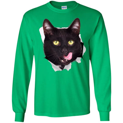 Black Cat Licking Long Sleeve Ultra Cotton T-Shirt