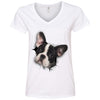 Black & White Frenchie Ladies' V-Neck T-Shirt
