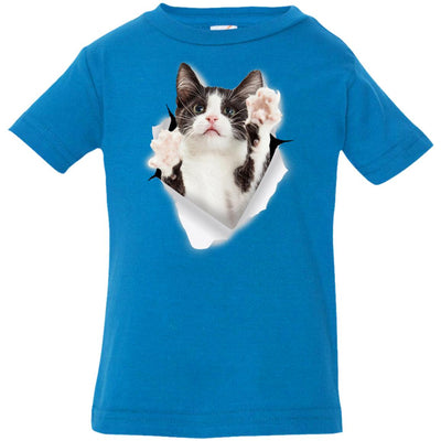 Black & White Reaching Cat Infant Jersey T-Shirt