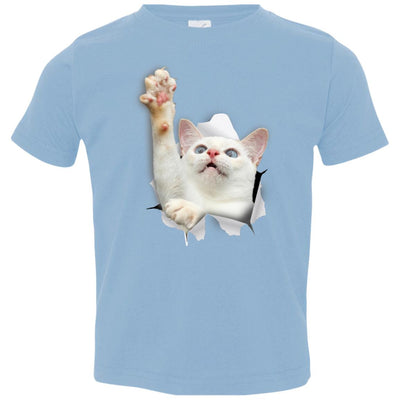 White Cat Reaching Toddler Jersey T-Shirt