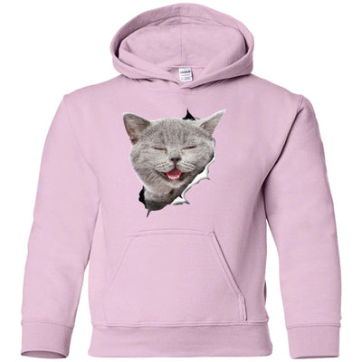 Grey Cat Laughing Youth Pullover Hoodie