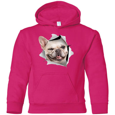 Winking Frenchie Youth Pullover Hoodie