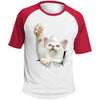 White Cat Reaching Colorblock Raglan Jersey T-Shirt