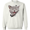 Grey Cat Laughing Crewneck Pullover Sweatshirt