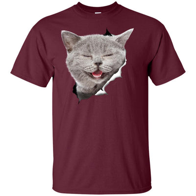 Grey Cat Laughing Youth Cotton T-Shirt
