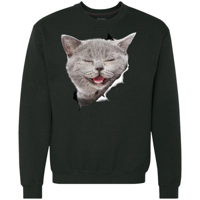 Grey Cat Laughing Heavyweight Crewneck Sweatshirt