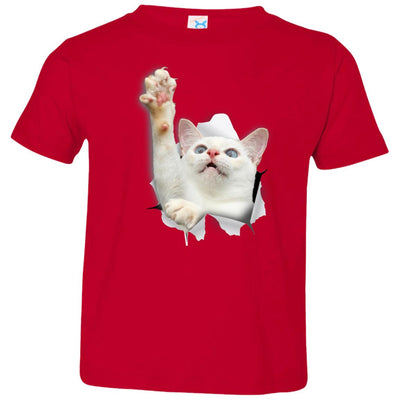 White Cat Reaching Toddler Jersey T-Shirt