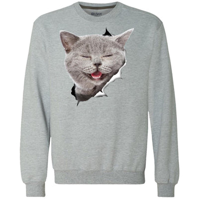 Grey Cat Laughing Heavyweight Crewneck Sweatshirt