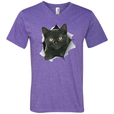 Black Kitten Men's Printed V-Neck T-Shirt