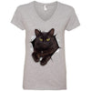 Black Cat Ladies' V-Neck T-Shirt