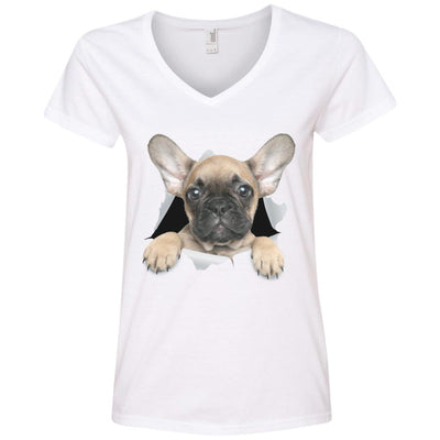 French Bulldog Pup Ladies' V-Neck T-Shirt