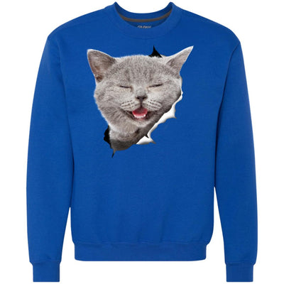 Grey Cat Laughing Heavyweight Crewneck Sweatshirt