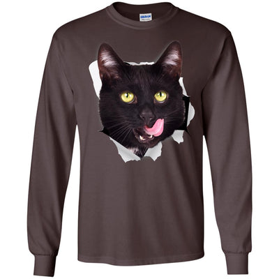 Black Cat Licking Long Sleeve Ultra Cotton T-Shirt