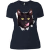 Black Cat Licking Ladies' T-Shirt