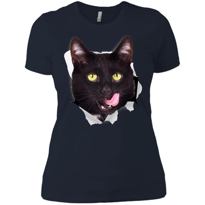 Black Cat Licking Ladies' T-Shirt
