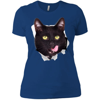 Black Cat Licking Ladies' T-Shirt