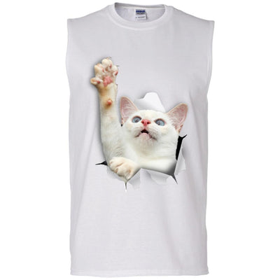 White Cat Reaching Men's Ultra Cotton Sleeveless T-Shirt