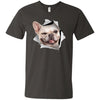 Winking Frenchie Men's Printed V-Neck T-Shirt