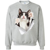 Black & White Reaching Cat Crewneck Pullover Sweatshirt