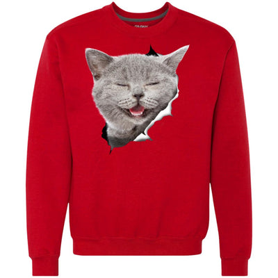 Grey Cat Laughing Heavyweight Crewneck Sweatshirt