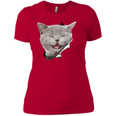 Grey Cat Laughing Ladies' T-Shirt