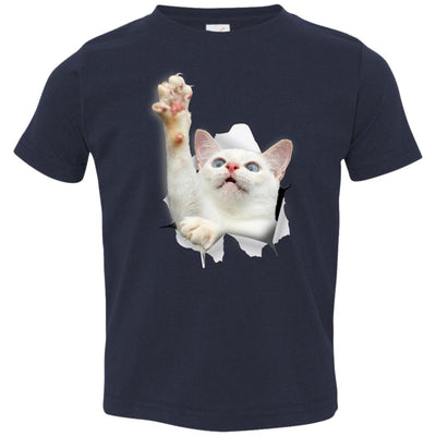 White Cat Reaching Toddler Jersey T-Shirt