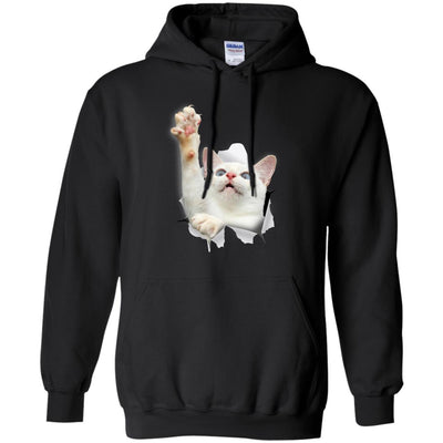White Cat Reaching Pullover Hoodie