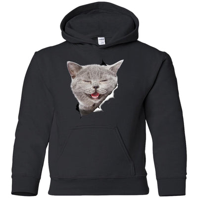Grey Cat Laughing Youth Pullover Hoodie