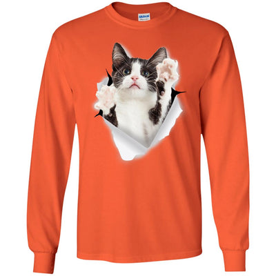 Black & White Reaching Cat Long Sleeve Ultra Cotton T-Shirt