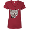 Grey Cat Laughing Ladies' V-Neck T-Shirt