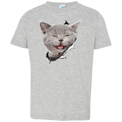 Grey Cat Laughing Toddler Jersey T-Shirt