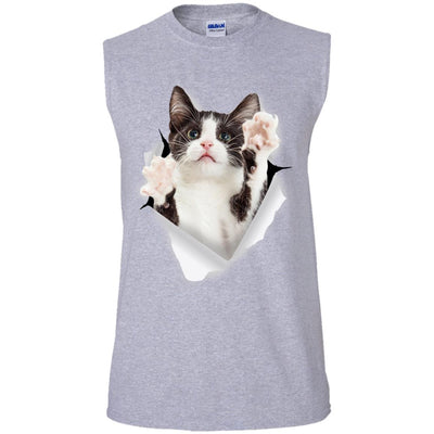 Black & White Reaching Cat Men's Ultra Cotton Sleeveless T-Shirt