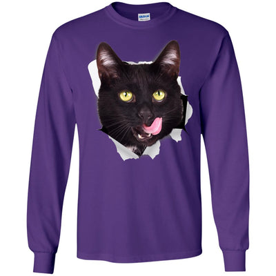 Black Cat Licking Long Sleeve Ultra Cotton T-Shirt