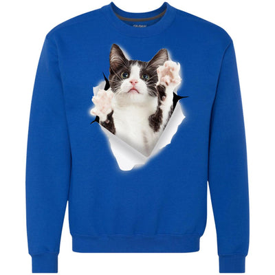 Black & White Reaching Cat Heavyweight Crewneck Sweatshirt