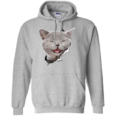 Grey Cat Laughing Pullover Hoodie