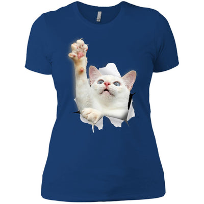 White Cat Reaching Ladies' T-Shirt