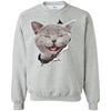 Grey Cat Laughing Crewneck Pullover Sweatshirt