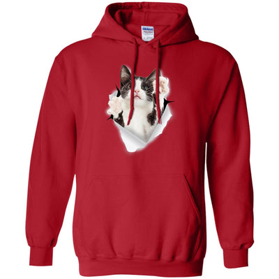 Black & White Reaching Cat Pullover Hoodie