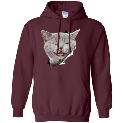 Grey Cat Laughing Pullover Hoodie