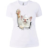 White Cat Reaching Ladies' T-Shirt