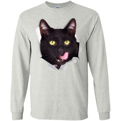 Black Cat Licking Long Sleeve Ultra Cotton T-Shirt