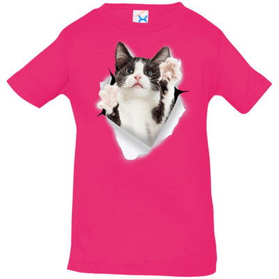 Black & White Reaching Cat Infant Jersey T-Shirt