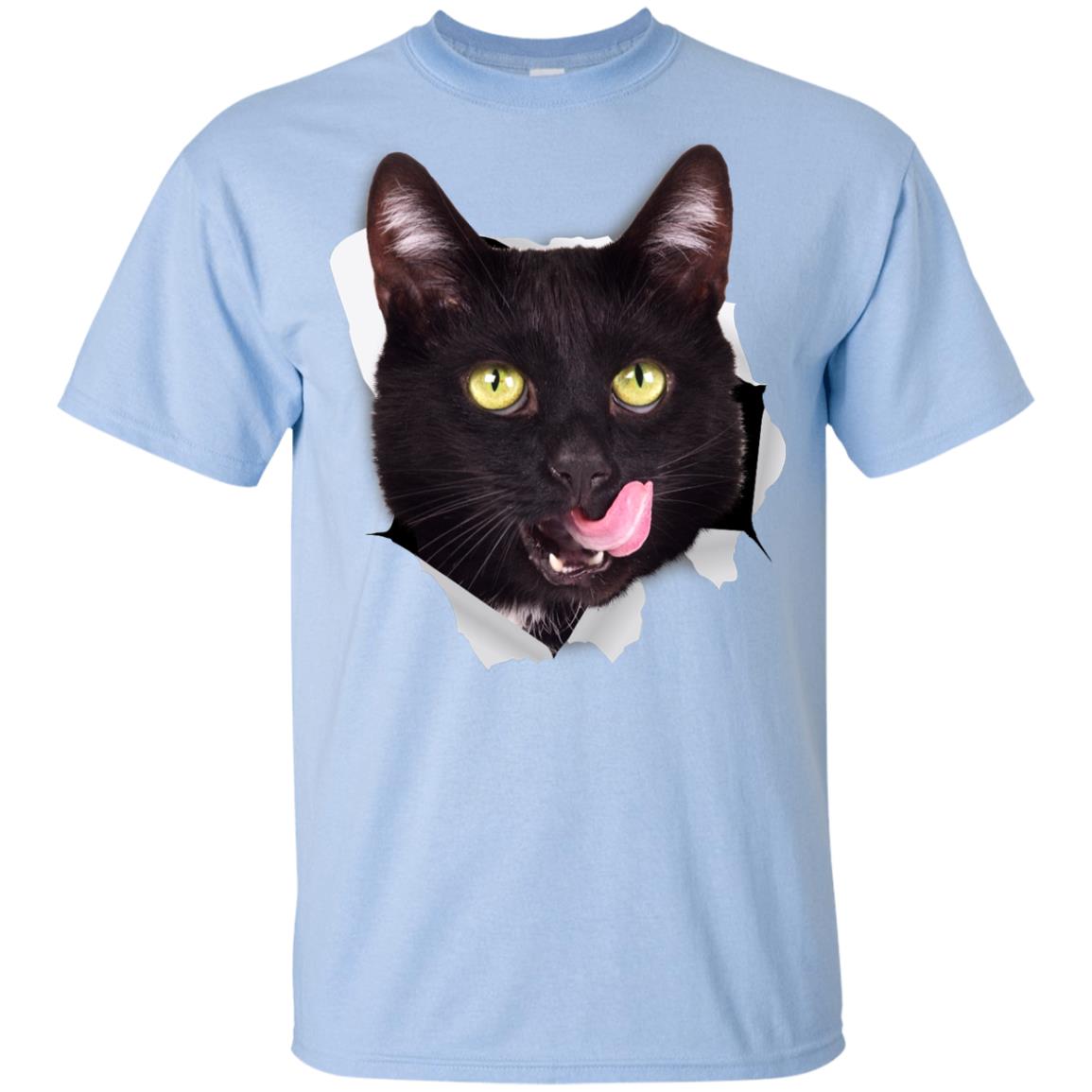 Black Cat Licking Youth Cotton T-Shirt