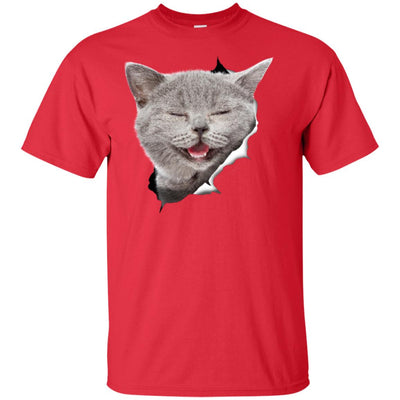 Grey Cat Laughing Youth Cotton T-Shirt